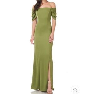 JS COLLECTION/ OFF SHOULDER GOWN/ color :Juniper / 16 / NWT